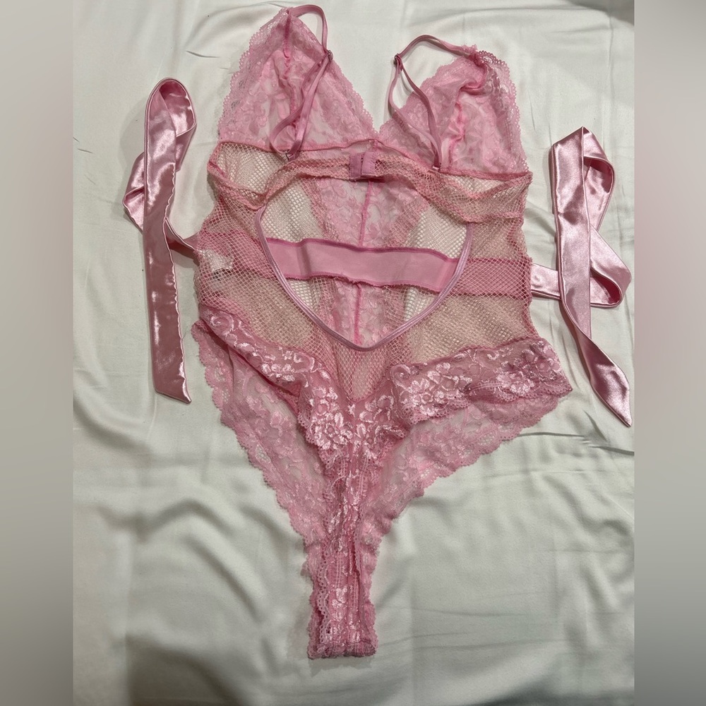 Pink lace teddy
